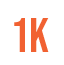 An orange "1K" on a white circular background.