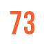 Number 73 in orange on a white circular background with a black outline.