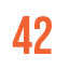 The number 42 in orange on a white circular background.